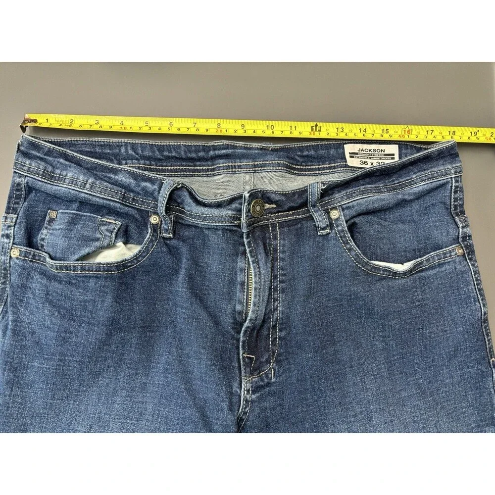 Buffalo David Bitton Jackson Jeans Mens 36x30.5 Straight Stretch Blue Denim